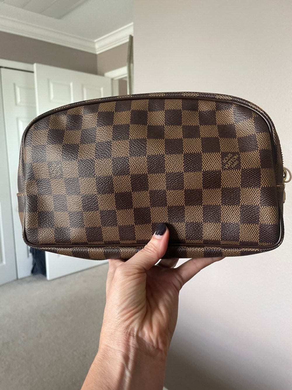 Louis Vuitton Dark Brown Leather Interior Tag with Embossed Logo